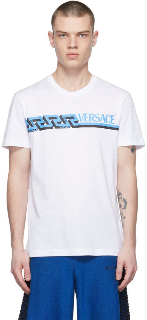 versace geometric t shirt|White Geometric La Greca T.